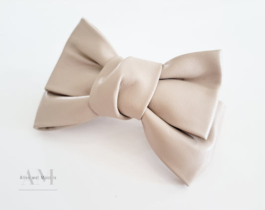 Faux Leather Bow Hair Barrette