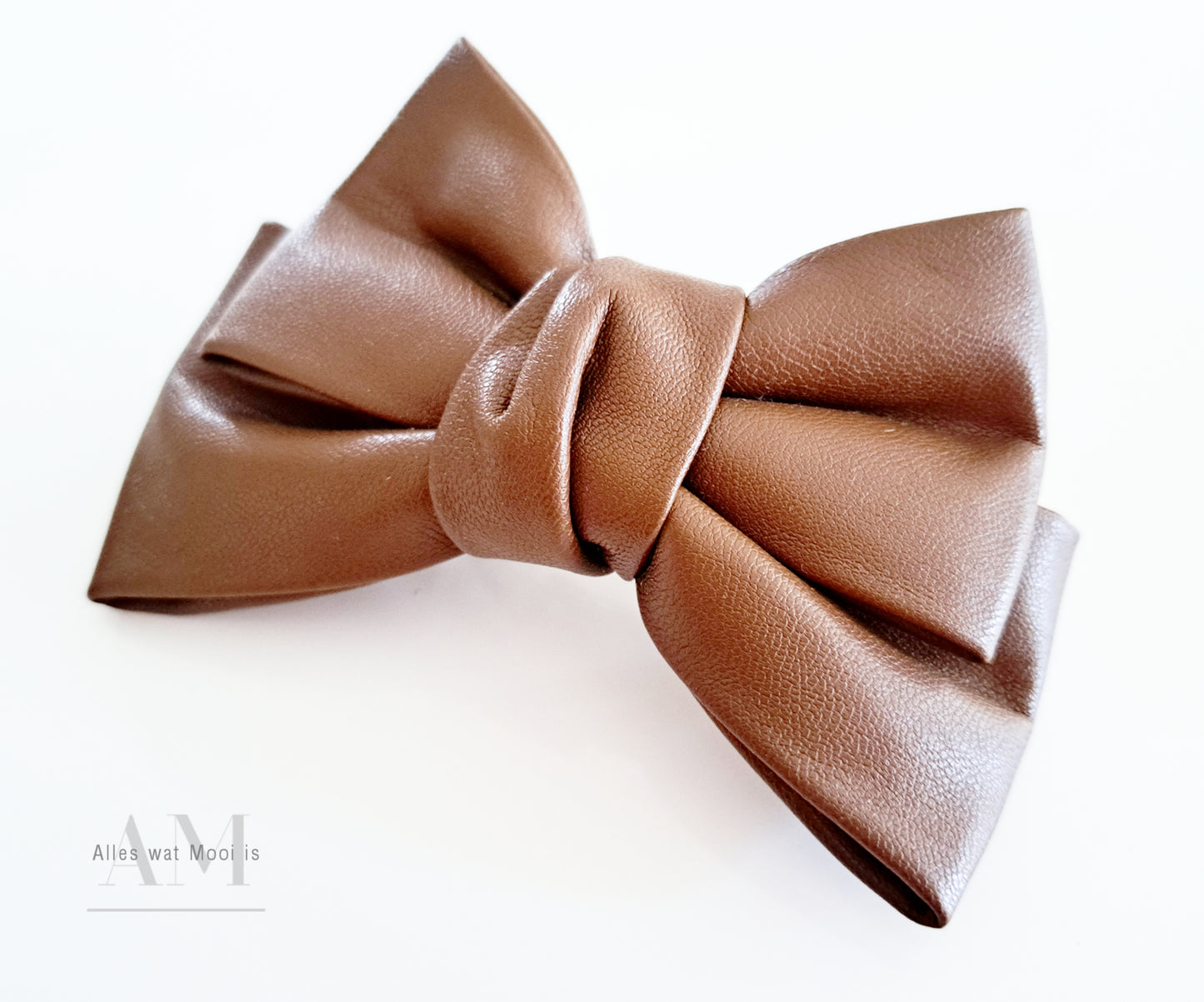 Faux Leather Bow Hair Barrette