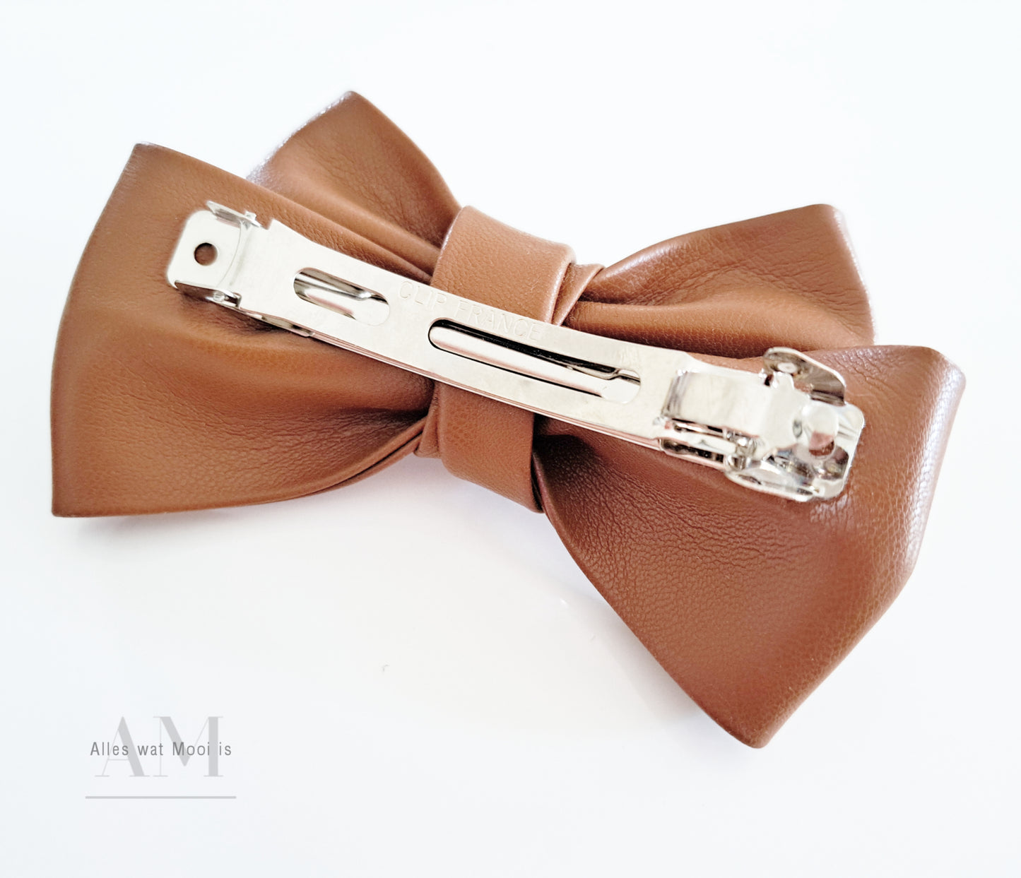 Faux Leather Bow Hair Barrette