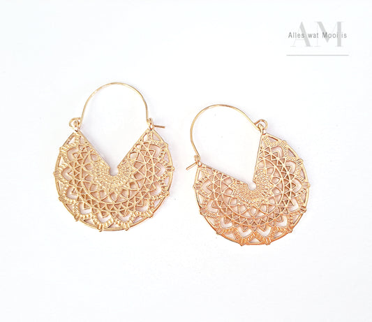 Filigree Hoop Earrings (Gold)