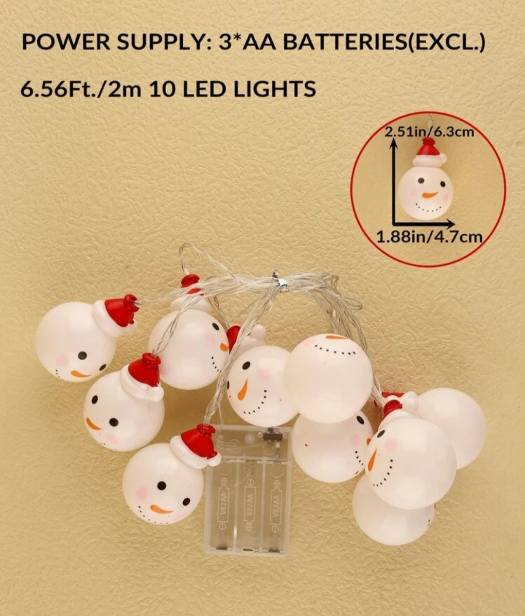 Snowman Head String Lights