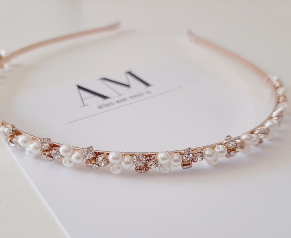 Golden Pearl & Diamante Hairband